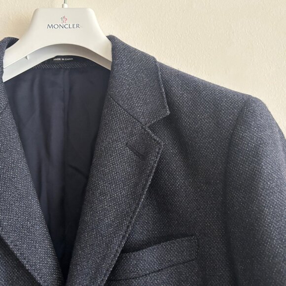 $850 Club Monaco x Loro Piana Blue Wool Dream Tweed Overcoat/ Car Coat - 40 - Picture 5 of 13